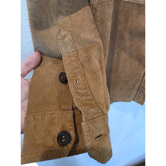 Zara WomanPDC Camel Genuine Suede ShirtJacket Sz Med Barn Chore Farmers Daughter - Picture 7 of 7